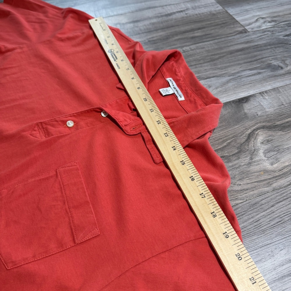 Peter Millar Mens Large Red Pima Cotton Short Sleeve Pocket Polo Golf Shirt - Picture 10 of 10